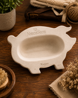 Haeger Natural Stone Pig Shaped Stoneware Bacon Baking Dish USA Vintage Cream