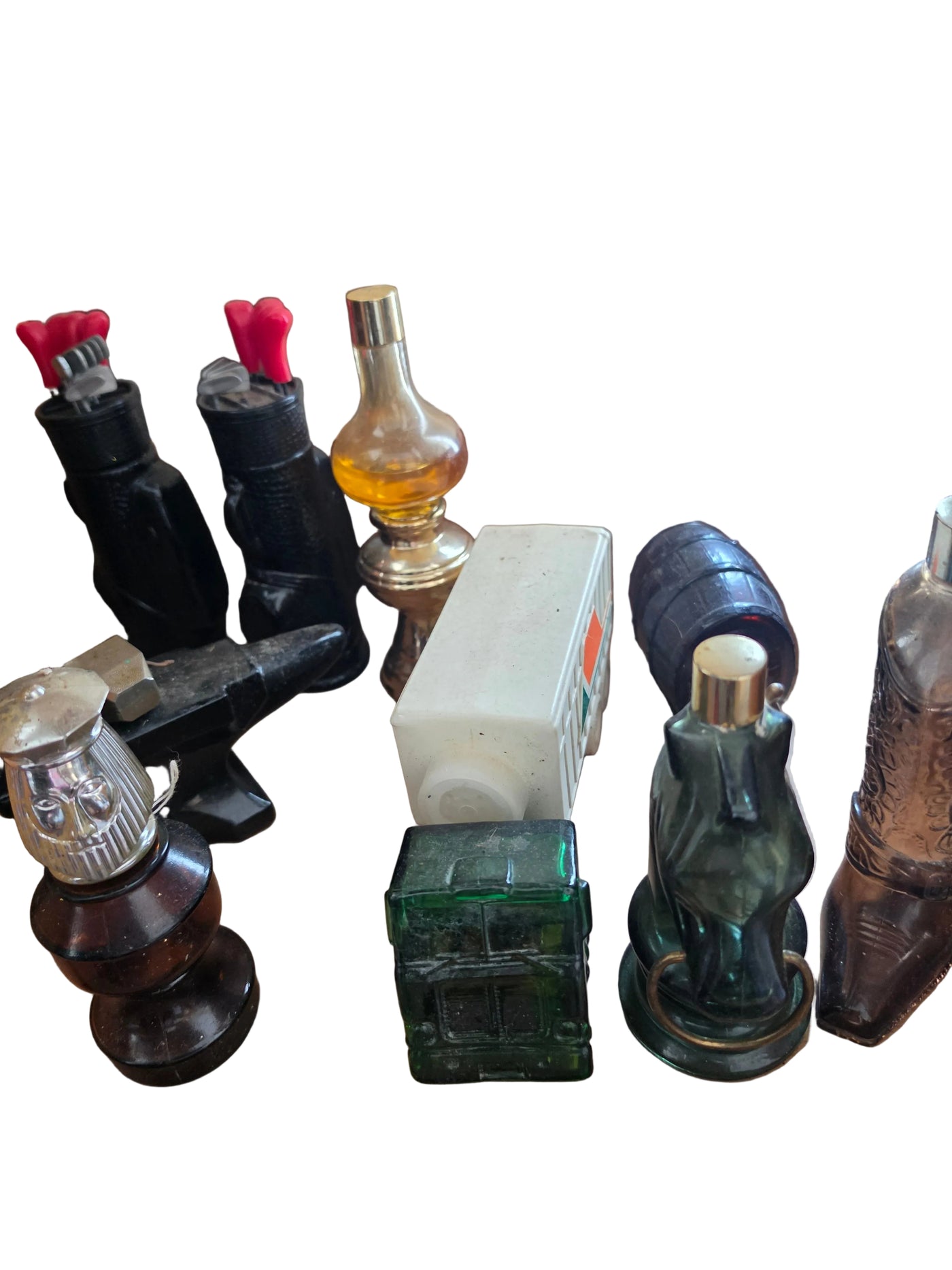 Vintage Avon Novelty Cologne & Aftershave Glass Bottle Lot (Golf Bags, Boot, Trucks, Anvil & More)