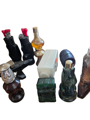 Vintage Avon Novelty Cologne & Aftershave Glass Bottle Lot (Golf Bags, Boot, Trucks, Anvil & More)