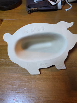 Haeger Natural Stone Pig Shaped Stoneware Bacon Baking Dish USA Vintage Cream
