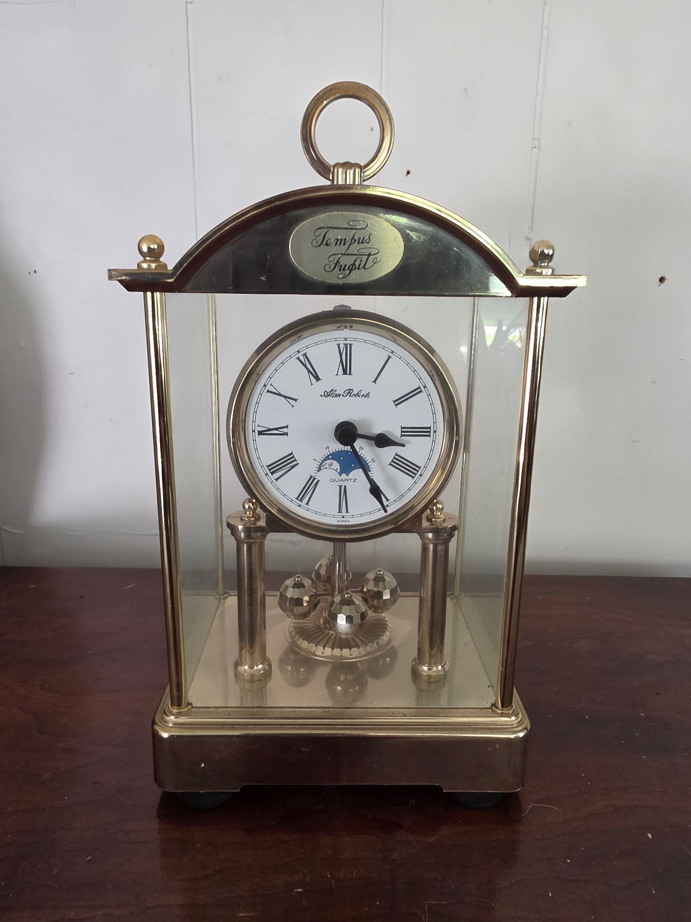 Vintage Alan Roberts Brass Torsion/Anniversary Clock ("Tempus Fugit")