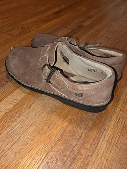 Born Brown Leather Monk Strap Clogs Hand Stitched Seam Shoes B7327 Womens 8.5 40