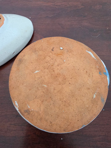 Off-White Stoneware Oval Tray & Blue Sponge-Ware Ceramic Spoon Rest