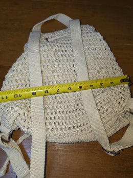Handmade Crochet Mini Backpack Cream Boho Knit Drawstring Festival Bag Sunflower