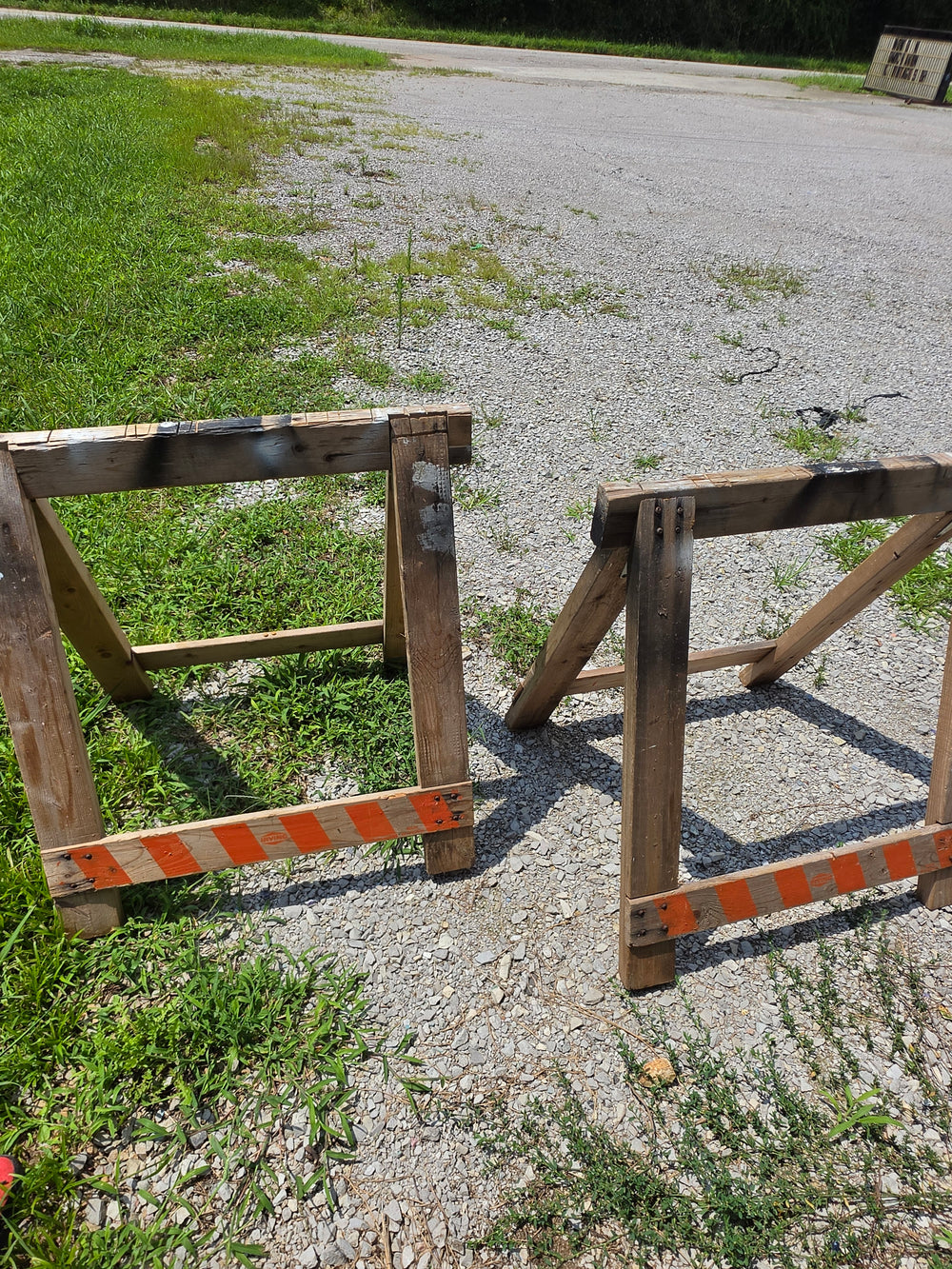 Set of 2 Heavy-Duty Wooden A-Frame Barricades / Sawhorses