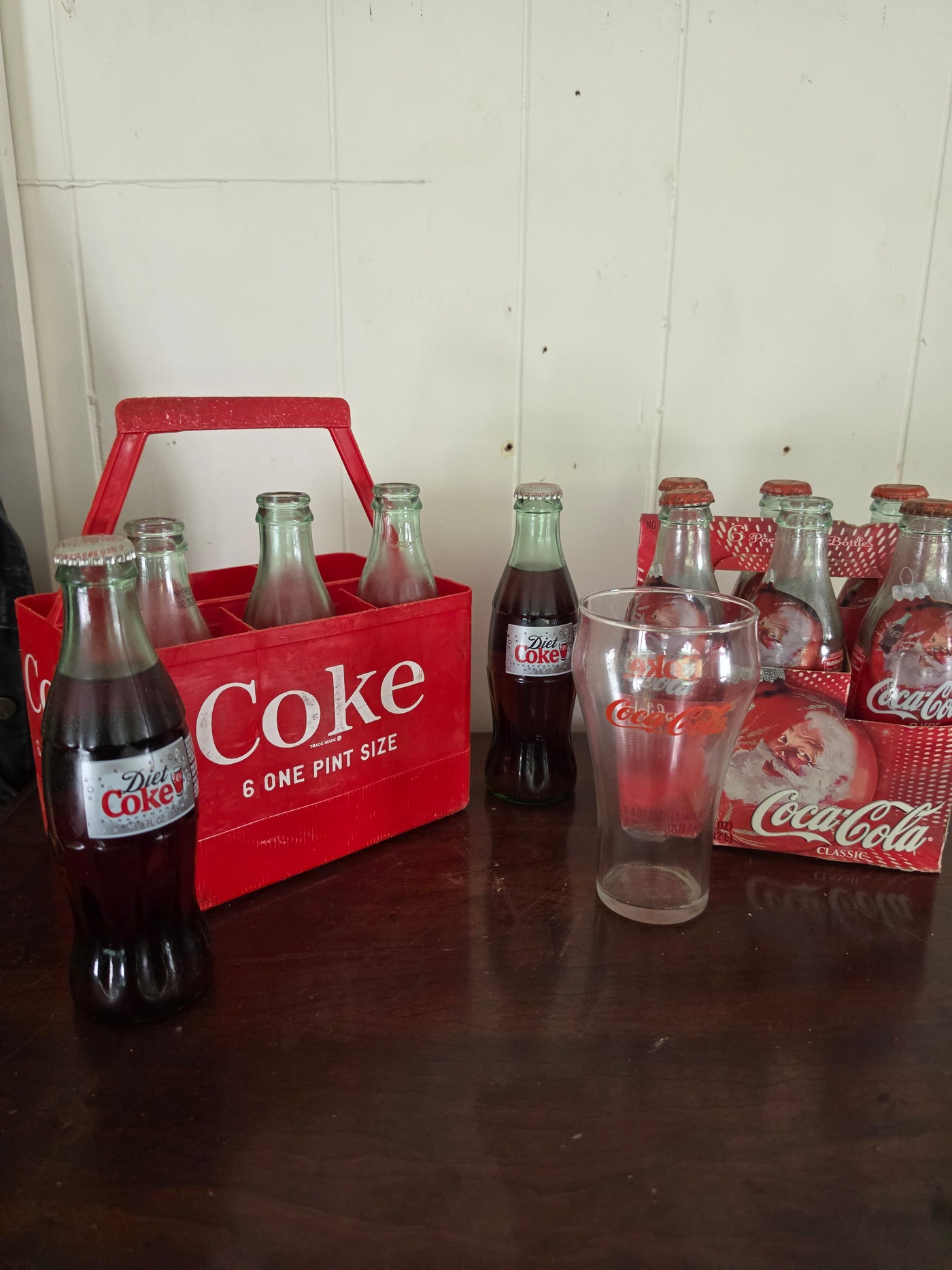 Vintage Coca-Cola & Diet Coke Collection with Crate, Glass, and Holiday Bottles
