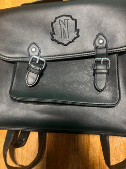 Wednesday Nevermore Academy Satchel Backpack Black Faux Leather Netflix Bag