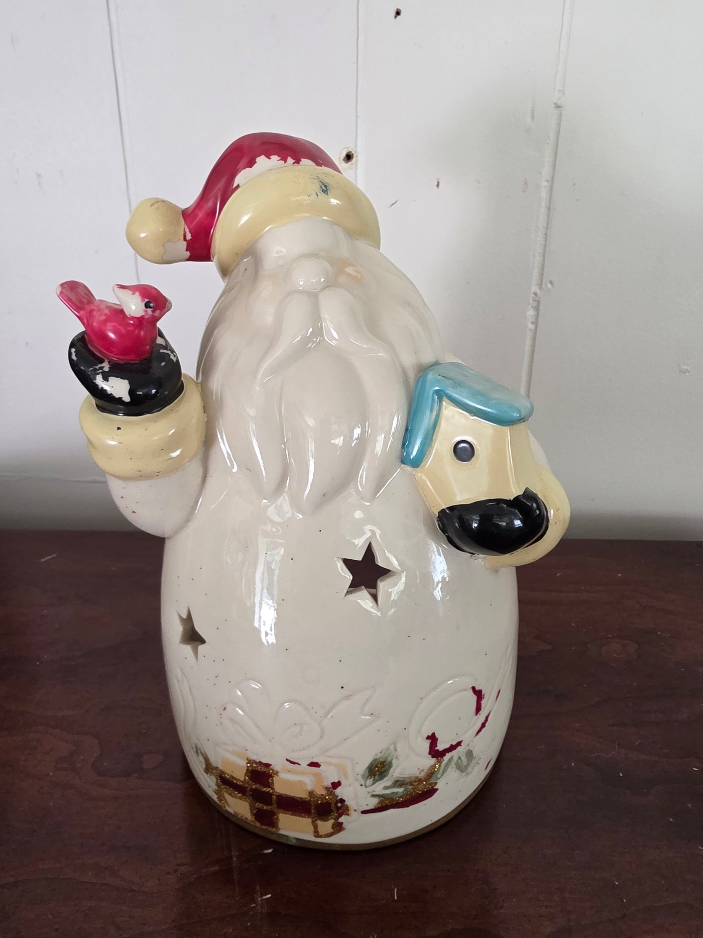 Vintage Ceramic Santa Claus Tealight / Candle Holder Figurine