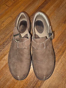 Born Brown Leather Monk Strap Clogs Hand Stitched Seam Shoes B7327 Womens 8.5 40
