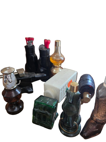 Vintage Avon Novelty Cologne & Aftershave Glass Bottle Lot (Golf Bags, Boot, Trucks, Anvil & More)