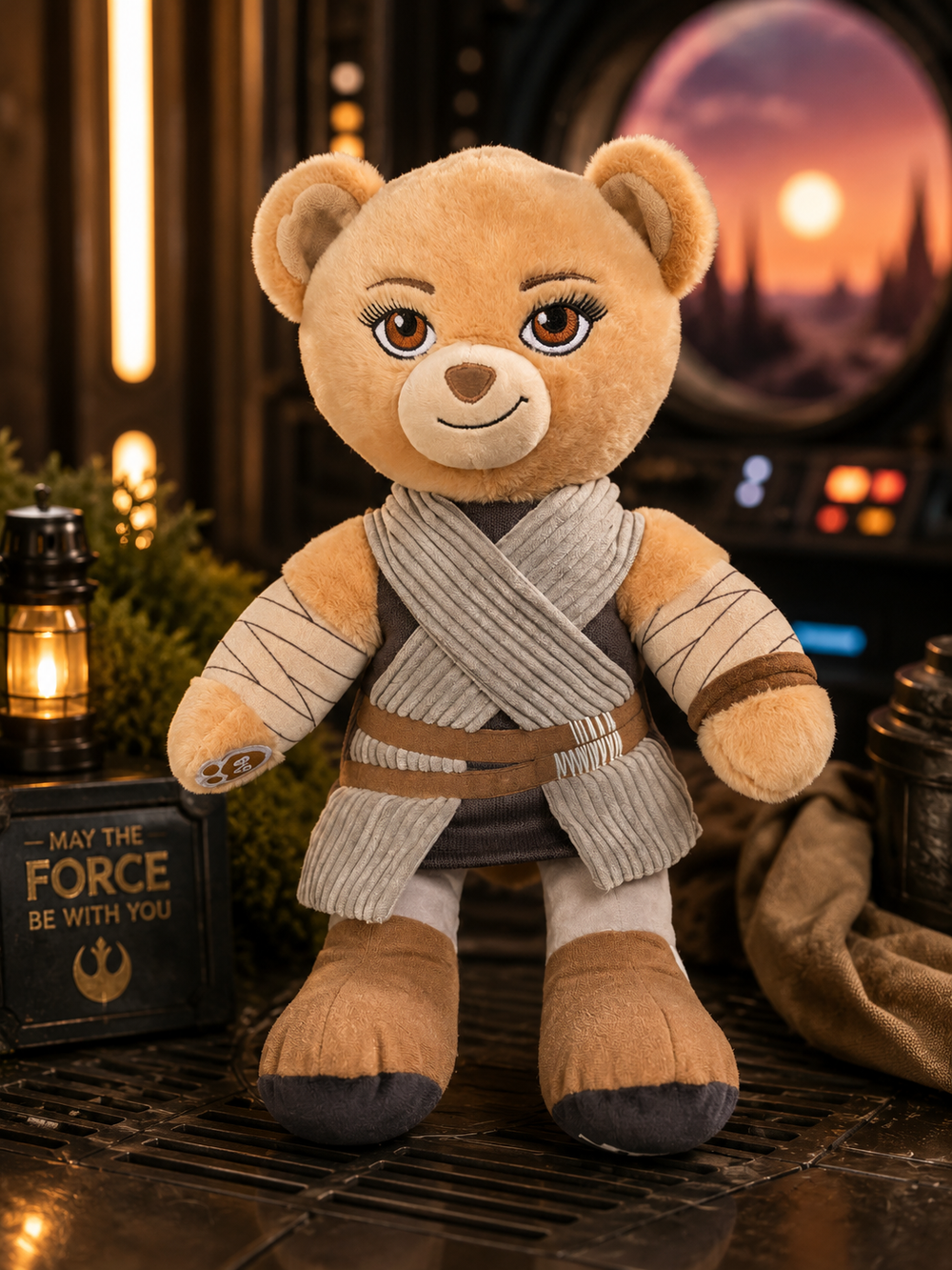 Build-A-Bear Star Wars Rey Teddy Bear Plush Scavenger Outfit Collectible Tan