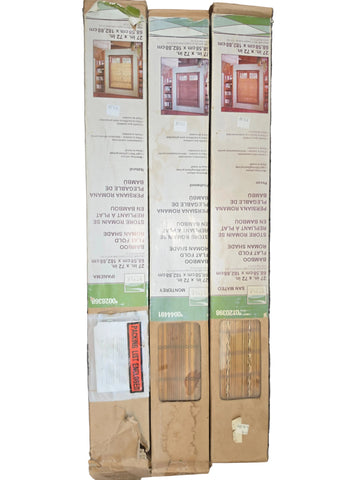Set of 3 Style Selections Bamboo Flat Fold Roman Shades (27" x 72")